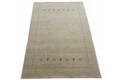 Gładki 100% wełniany dywan Gabbeh Handloom beżowy 170x240cm etniczne wzory