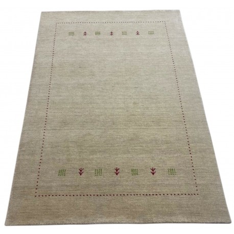 Gładki 100% wełniany dywan Gabbeh Handloom beżowy 170x240cm etniczne wzory