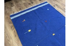 Kolorowy, nowoczesny 100% wełniany kilim Gabbeh - dywan dwustronny ręcznie tkany 120x180cm niebieski