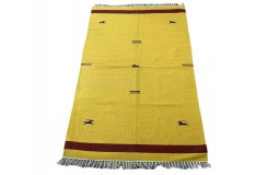 Kolorowy, nowoczesny 100% wełniany kilim Gabbeh - dywan dwustronny ręcznie tkany 120x180cm pomarańczowy żółty