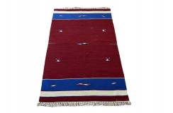 Kolorowy, nowoczesny 100% wełniany kilim Gabbeh - dywan dwustronny ręcznie tkany 120x180cm czerwony