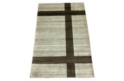 Beżowo-brązowy ekskluzywny dywan Gabbeh Loribaft Indie 120x180cm 100% wełniany w pasy