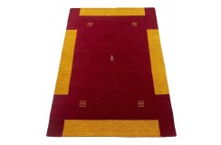 Gładki 100% wełniany dywan Gabbeh Handloom czerwony 140x200cm etniczne wzory