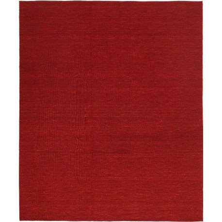 Jednokolorowy czerwony kilim gładki 100% wełniany dywan płasko tkany 240x300cm dwustronny Indie