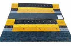 Kolorowy ekskluzywny dywan Gabbeh Loribaft Indie 170x240cm 100% wełniany niebieskie tło