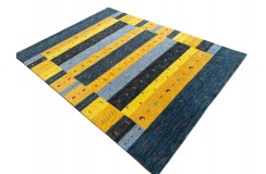 Kolorowy ekskluzywny dywan Gabbeh Loribaft Indie 170x240cm 100% wełniany niebieskie tło
