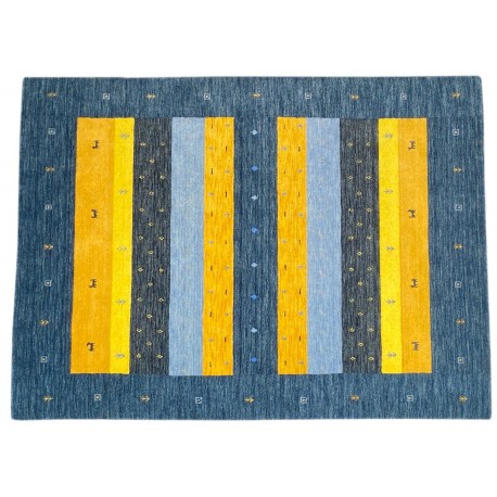 Kolorowy ekskluzywny dywan Gabbeh Loribaft Indie 170x240cm 100% wełniany niebieskie tło