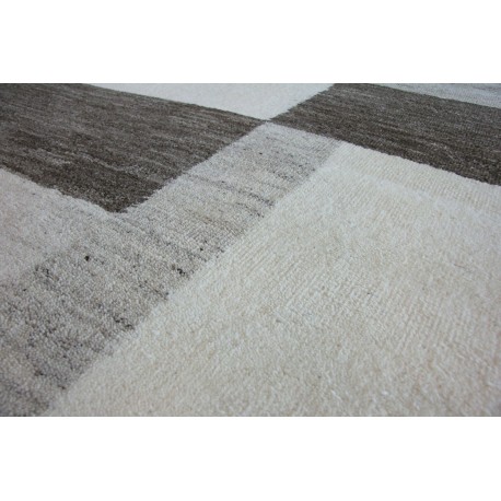 Brązowo-bezowy dywan Berber Marokański geometryczny do salonu 100% wełniany140x200cm