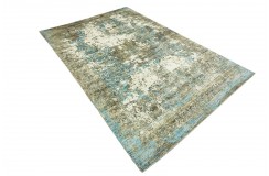 Unikatowy zielony dywan jedwabny z Indii deseń vintage 250x350cm luksus