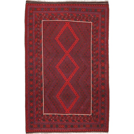 Wzorzysty dywan kilim ludowy z Afganistanu Maimane 100% wełna dwustronny nomadyczny 250x400cm