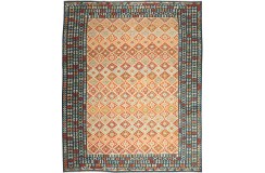 Kolorowy dywan kilim art deco ok 300x400cm z Afganistanu Chobi Kaudani Old Style 100% wełna dwustronny vintage design nomadyczny