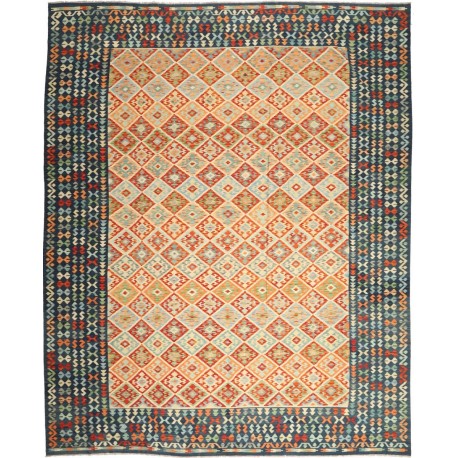 Kolorowy dywan kilim art deco ok 300x400cm z Afganistanu Chobi Kaudani Old Style 100% wełna dwustronny vintage design nomadyczny