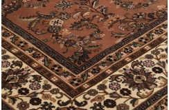 Kwiatowy ręcznie tkany dywan Tabriz z Indii wełniany brązowy 300x400