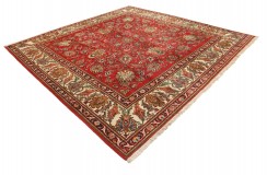 Klasyczny perski dywan Tebriz z Iranu 300x300cm czerwony kwadrat
