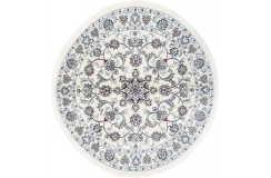 Dywn Nain okrągły gęsto ręcznie tkany dywan z Iranu wełna + jedwab ok 150x150cm beżowy