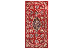 Perski luksusowy dywan KOM Sherkat Farsh (GHOM) ręczne tkany 70x140cm 100% wełna kwatowy gustowny czerwony