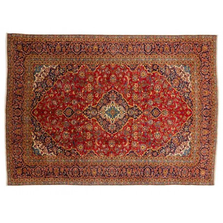 Piękny oryginalny dywan Kashan (Keszan) z Iranu z medalionem wełna 300x400cm perski klasyk