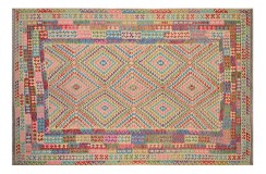 Kolorowy dywan kilim Maimana 300x450cm z Afganistanu 100% wełna dwustronny rustykalny