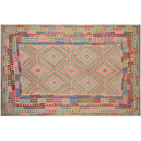 Kolorowy dywan kilim Maimana 300x450cm z Afganistanu 100% wełna dwustronny rustykalny