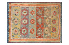 Kolorowy dywan kilim Maimana 300x400cm z Afganistanu 100% wełna dwustronny rustykalny