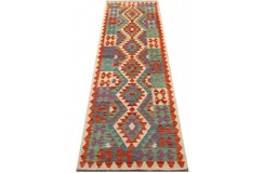 Etniczny kilim szary z Afganistanu dzieło Chobi nomadyczny 80x300cm