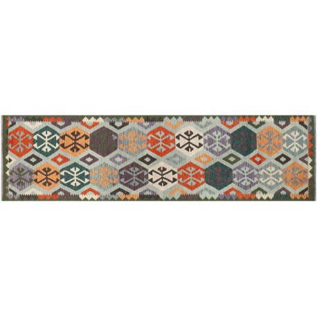 Kolorowy dywan kilim Maimana chodnik ok 80x300cm z Afganistanu 100% wełna dwustronny rustykalny