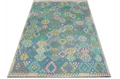 Etniczny kilim szary z Afganistanu dzieło Chobi nomadyczny 250x350cm
