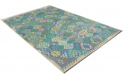 Etniczny kilim szary z Afganistanu dzieło Chobi nomadyczny 250x350cm