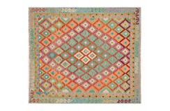Kolorowy dywan kilim Maimana 250x300cm z Afganistanu 100% wełna dwustronny rustykalny