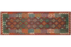 Kolorowy dywan kilim Maimana chodnik ok 80x300cm z Afganistanu 100% wełna dwustronny rustykalny