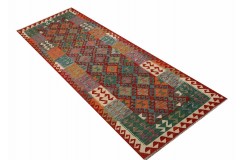 Etniczny kilim kolorowy z Afganistanu dzieło Chobi nomadyczny 80x300cm