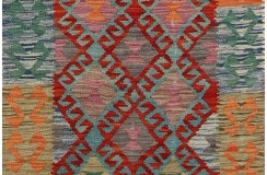 Etniczny kilim kolorowy z Afganistanu dzieło Chobi nomadyczny 80x300cm