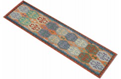 Etniczny kilim kolorowy z Afganistanu dzieło Chobi nomadyczny 80x300cm