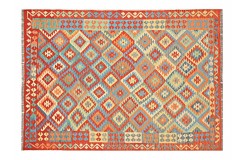 Kolorowy dywan kilim Maimana 200x300cm z Afganistanu 100% wełna dwustronny rustykalny