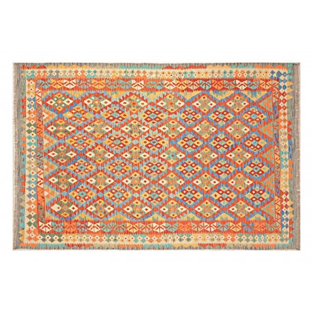 Kolorowy dywan kilim Maimana 200x300cm z Afganistanu 100% wełna dwustronny rustykalny