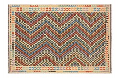 Kolorowy dywan kilim Maimana 200x300cm z Afganistanu 100% wełna dwustronny rustykalny