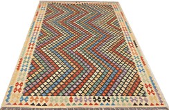 Etniczny kilim szary z Afganistanu dzieło Chobi nomadyczny 200x300cm