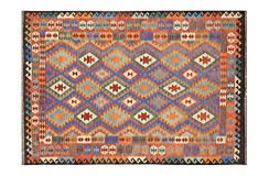 Kolorowy dywan kilim Maimana 200x300cm z Afganistanu 100% wełna dwustronny rustykalny