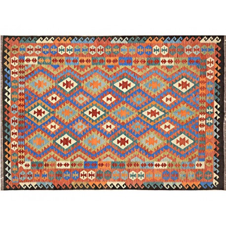 Kolorowy dywan kilim Maimana 200x300cm z Afganistanu 100% wełna dwustronny rustykalny