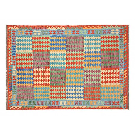 Kolorowy dywan kilim Maimana 200x300cm z Afganistanu 100% wełna dwustronny rustykalny