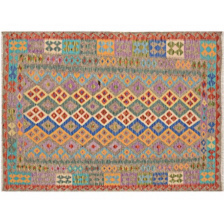 Kolorowy dywan kilim Maimana 170x240cm z Afganistanu 100% wełna dwustronny rustykalny