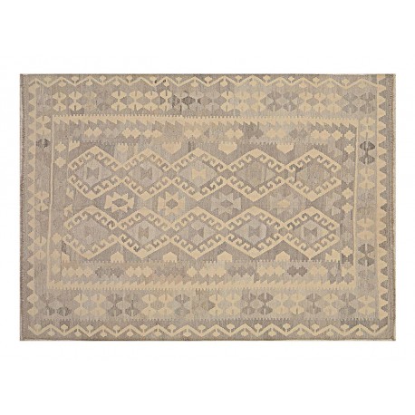 Beżowy dywan kilim art deco chodnik 170x240cm z Afganistanu Chobi Old Style 100% wełna dwustronny vintage nomadyczny