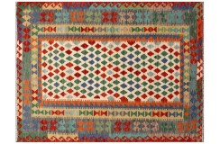 Kolorowy dywan kilim Maimana 150x200cm z Afganistanu 100% wełna dwustronny rustykalny