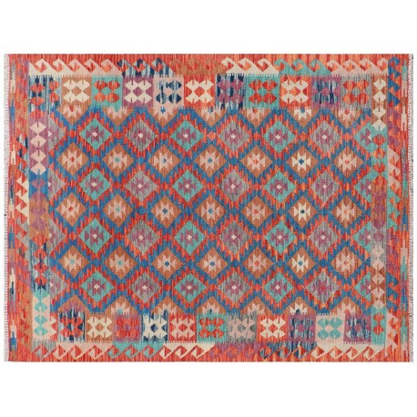 Kolorowy dywan kilim Maimana 150x200cm z Afganistanu 100% wełna dwustronny rustykalny