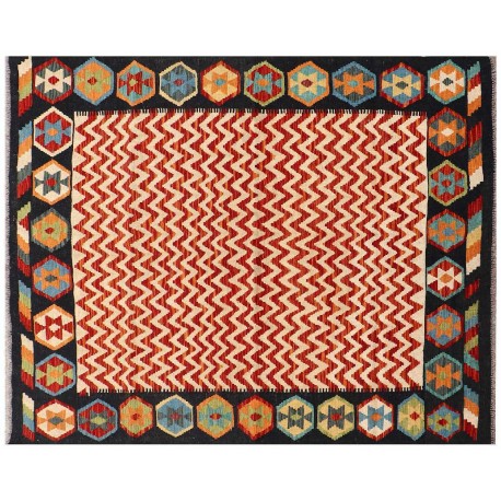 Kolorowy dywan kilim Maimana 150x200cm z Afganistanu 100% wełna dwustronny rustykalny