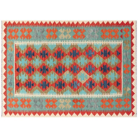 Kolorowy dywan kilim Maimana 120x180cm z Afganistanu 100% wełna dwustronny rustykalny