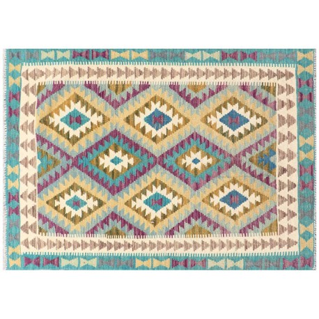 Kolorowy dywan kilim Maimana 120x180cm z Afganistanu 100% wełna dwustronny rustykalny