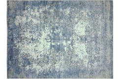 Unikatowy niebieski dywan jedwabny z Indii deseń vintage 250x300cm luksus