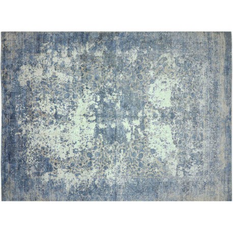 Unikatowy niebieski dywan jedwabny z Indii deseń vintage 170x240cm luksus