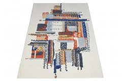 Kolorowy designerski dywan do salonu 100% wełniany z Indii 160x230cm